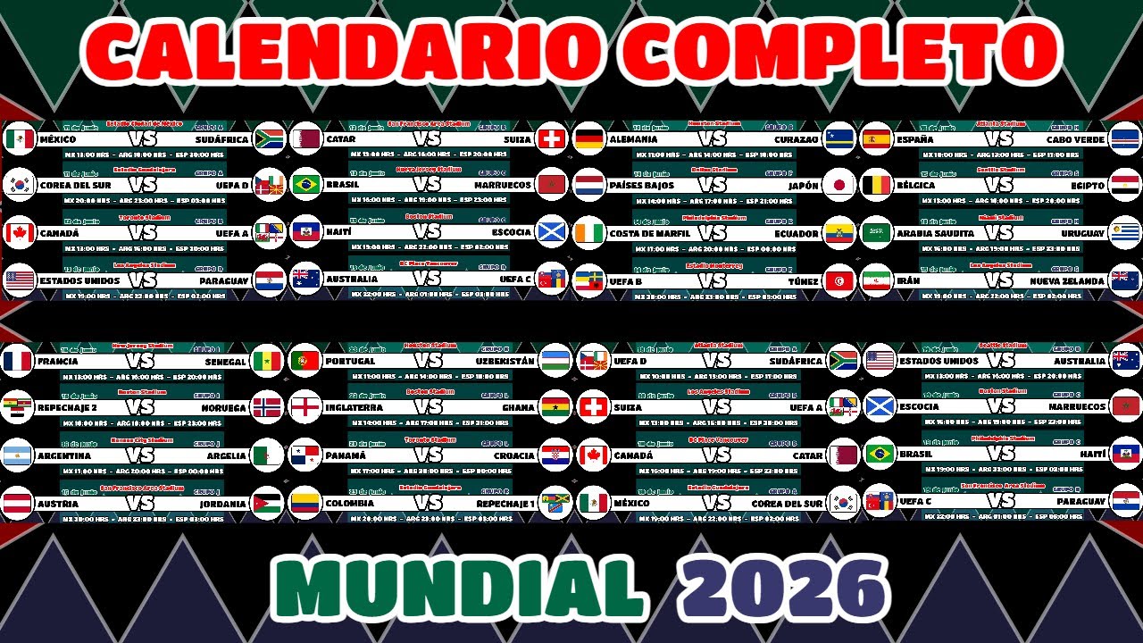 Complete Calendario Mundial 2026