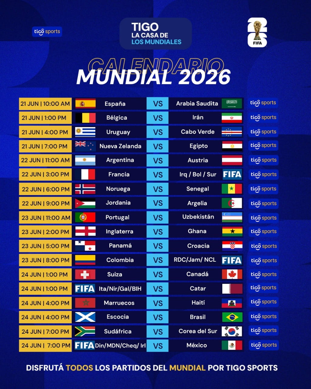 Calendario Mundial 2026